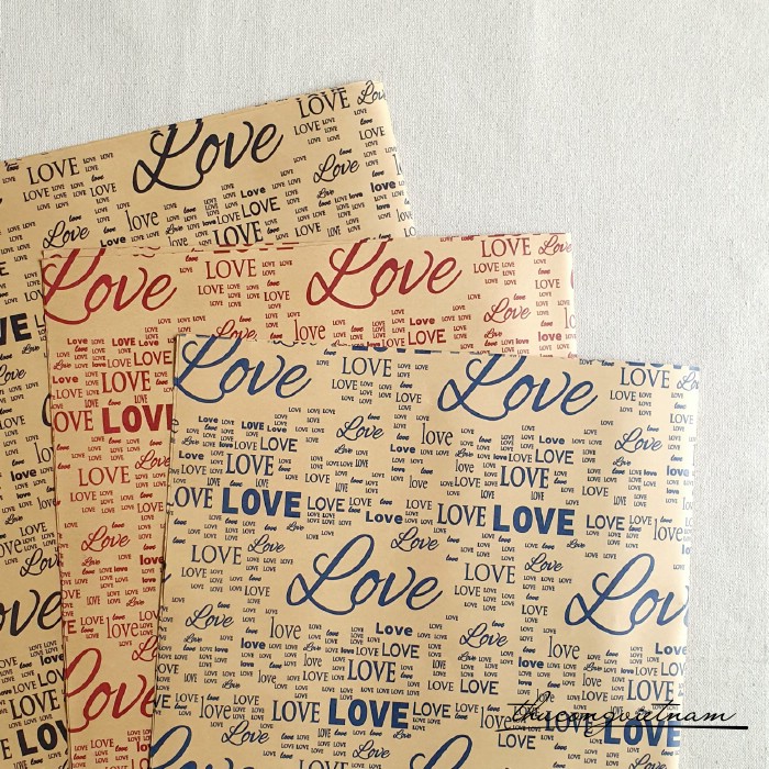Set 3 tờ Giấy Kraft 72*51cm Chữ Love