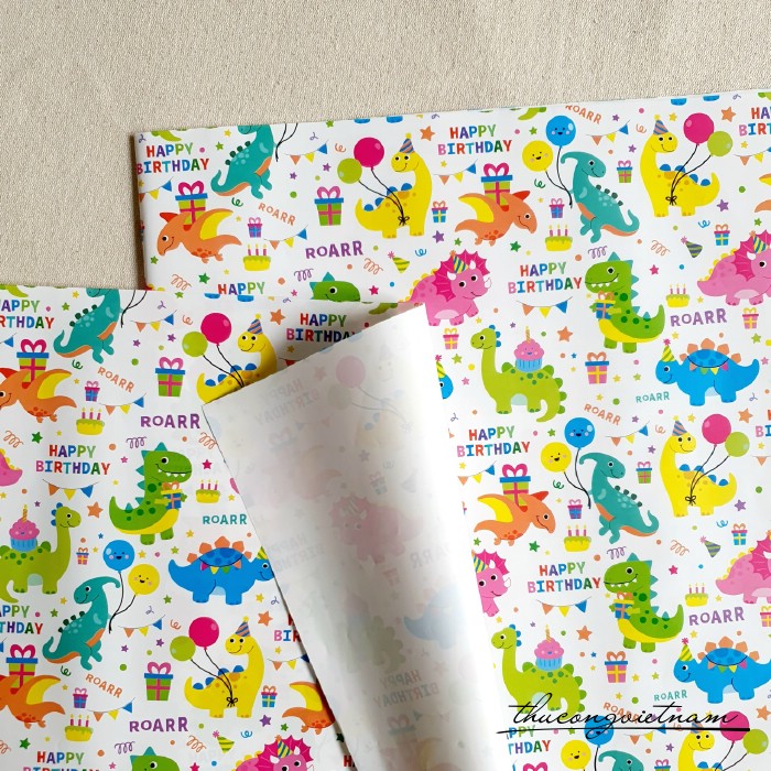 Giấy gói quà lụa (50*70cm) - HPBD động vật tông trắng