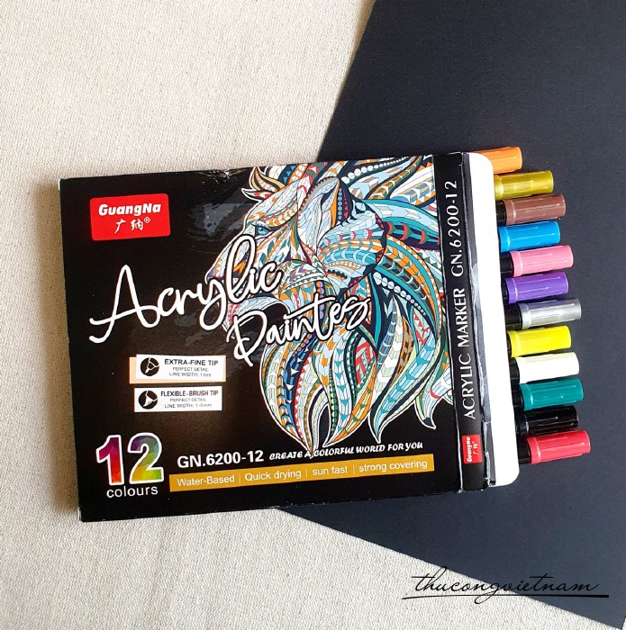 Bộ 12 bút màu 2 đầu Acrylic Paintes
