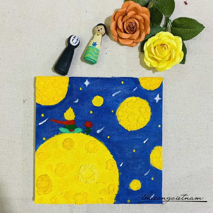 Khung tranh cát đã trang trí - Hoàng tử bé (20x20cm)