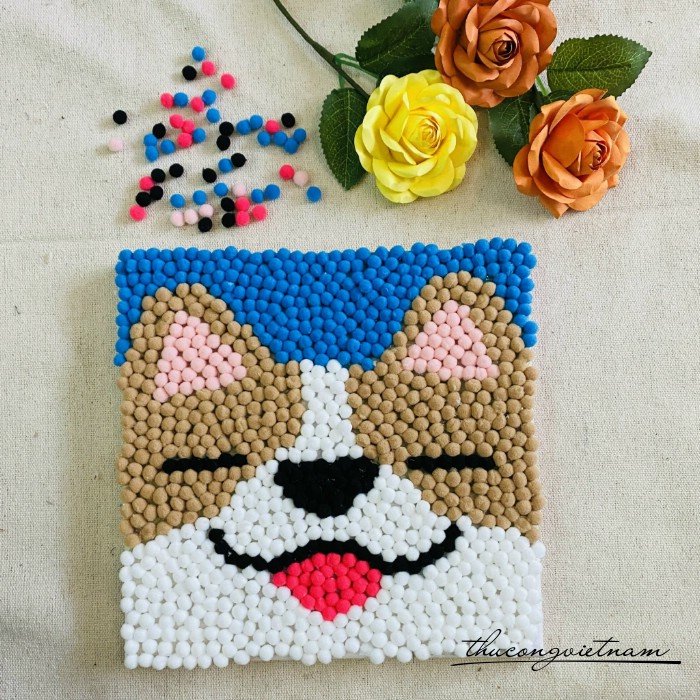 Khung tranh bông bi chú cún (20*20cm)