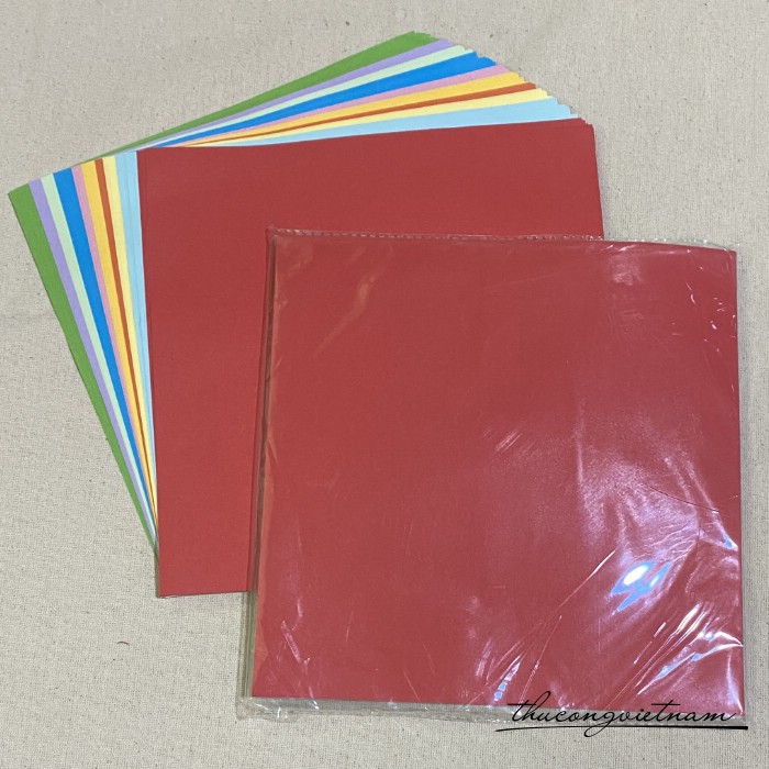Giấy xếp hạc, giấy origami trơn (100 tờ) 25x25cm