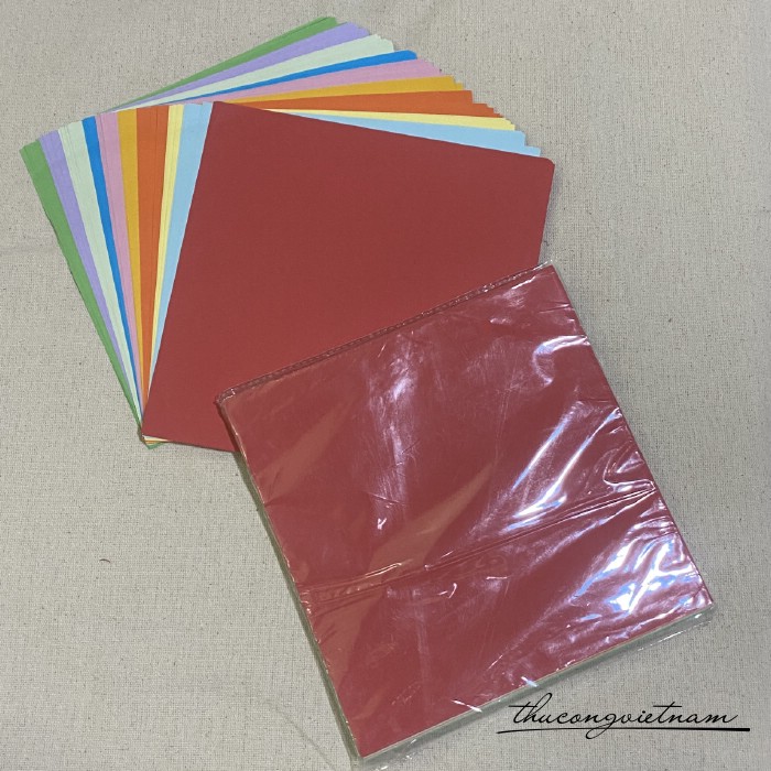 Giấy xếp hạc, giấy origami trơn (100 tờ) 20x20cm