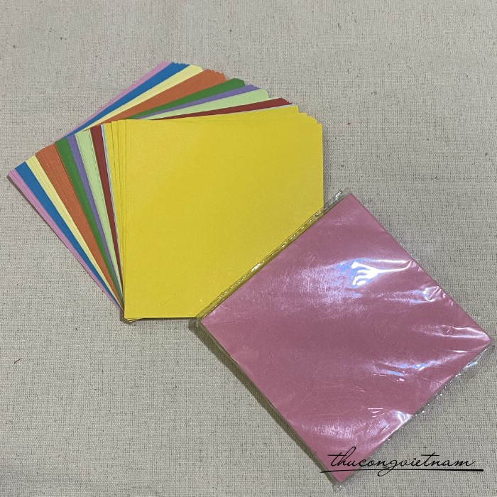Giấy xếp hạc, giấy origami trơn (100 tờ) 13x13cm