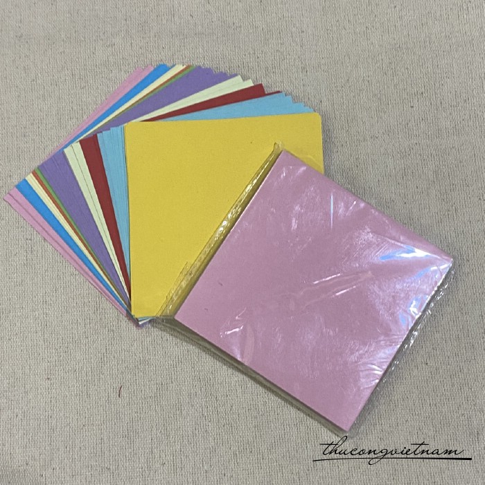Giấy xếp hạc, giấy origami trơn (100 tờ) 10x10cm