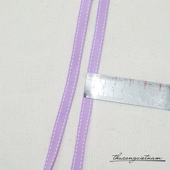 Dây ruy băng gân viền chỉ bản 1cm màu tím nhạt