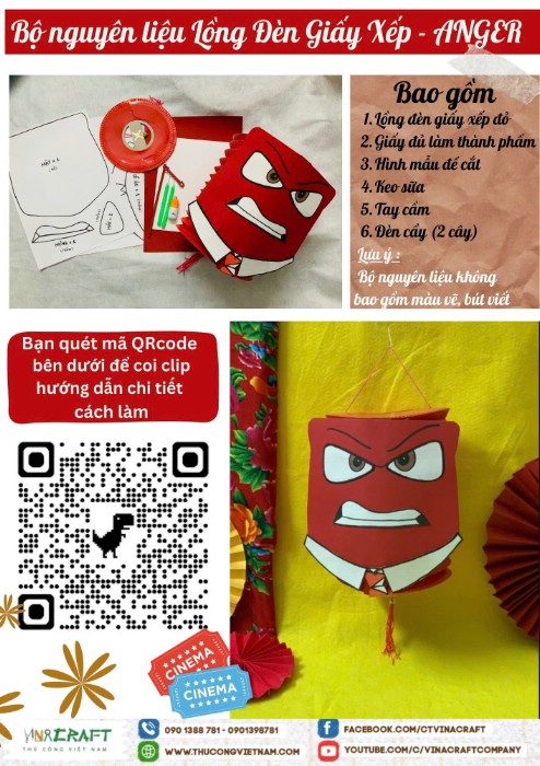 Bộ nguyên liệu lồng đèn giấy xếp - Anger