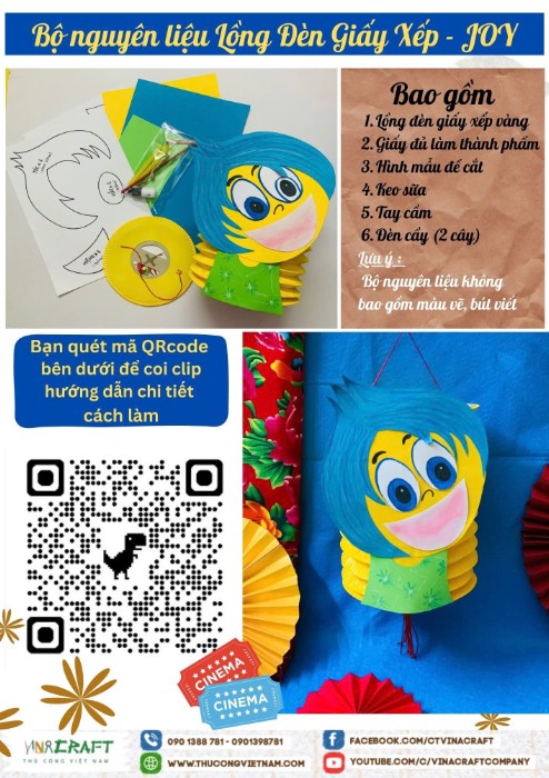 Bộ nguyên liệu lồng đèn giấy xếp - Joy