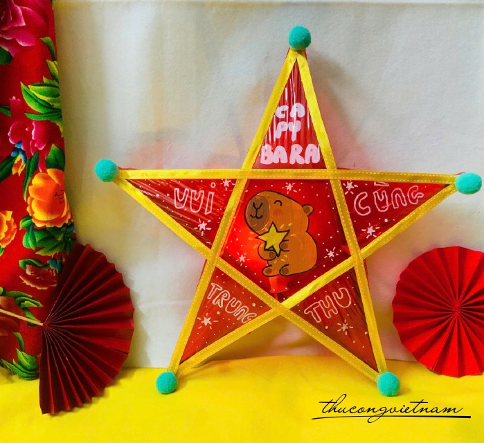 Lồng Đèn Ngôi Sao Giấy Kiếng - Mẫu Capybara vui cùng trung thu (40cm)