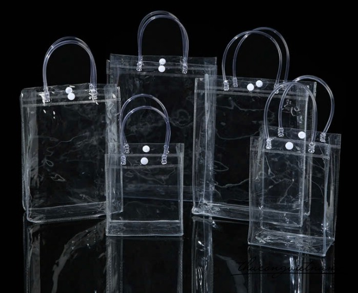 Túi quai xách bằng nhựa PVC trong suốt chống thấm nước 