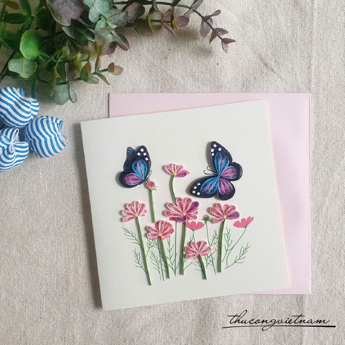 Thiệp quilling hoa - Mẫu 27