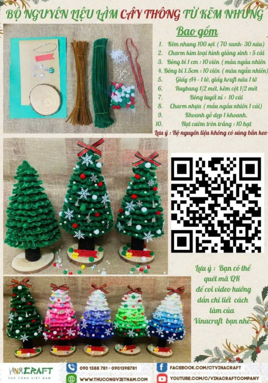 Bộ nguyên liệu làm cây thông kẽm nhung