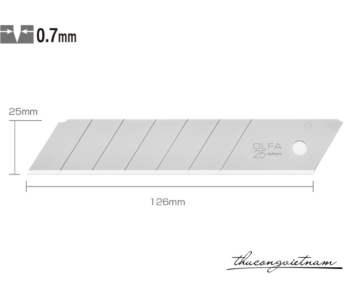 Hộp lưỡi dao trắng 25mm Olfa HB-20 (126 x 25 x 0.7 (mm))