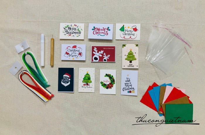 Bộ quilling dụng cụ làm 10 thiệp Giáng Sinh 6*9cm - M1