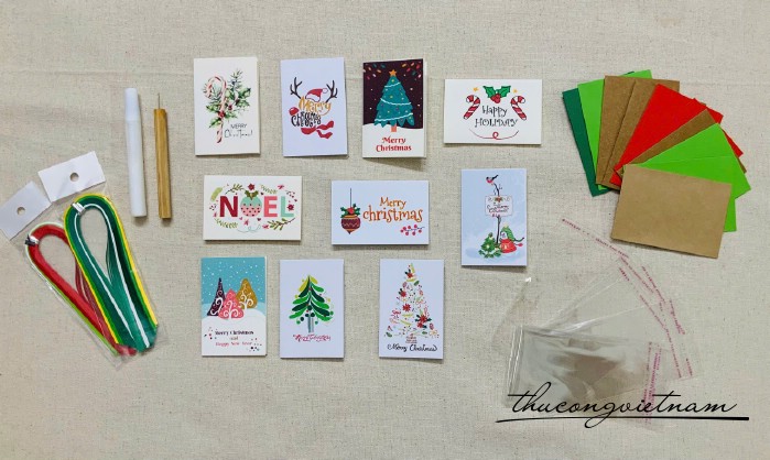 Bộ quilling dụng cụ làm 10 thiệp Giáng Sinh 6*9cm - M2
