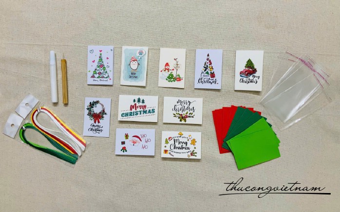 Bộ quilling dụng cụ làm 10 thiệp Giáng Sinh 6*9cm - M3