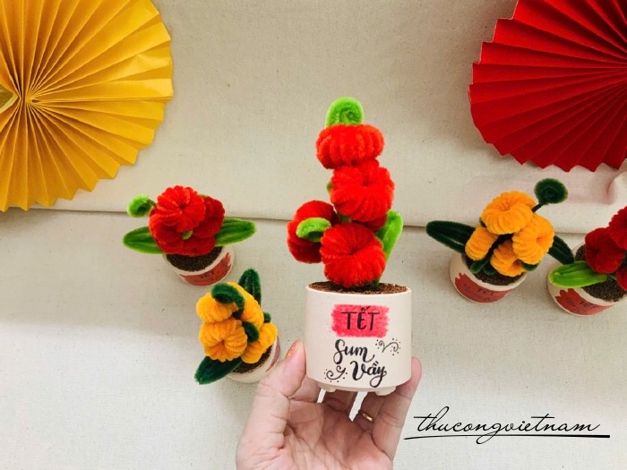 Cây Tết sum vầy 15cm màu đỏ