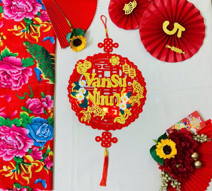Khánh nhung thủ công treo Tết 35cm - Vạn Sự Như Ý