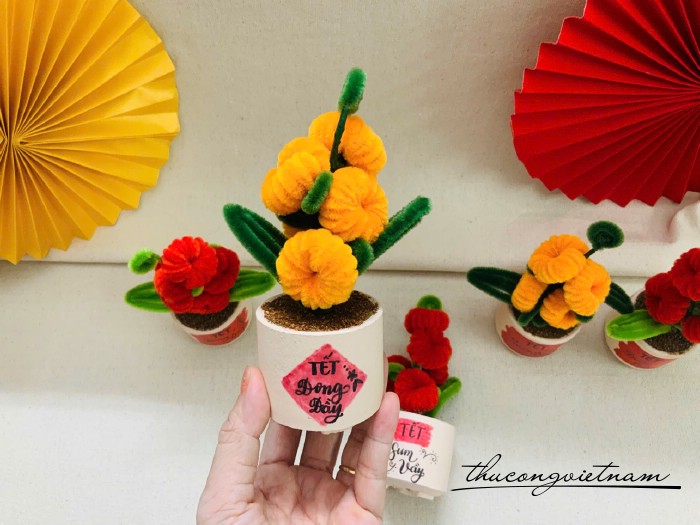 Cây Tết sum vầy 15cm màu cam