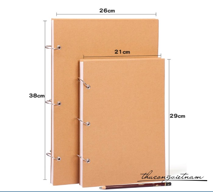 Sồ kraft lò xò bìa cứng nhiều size