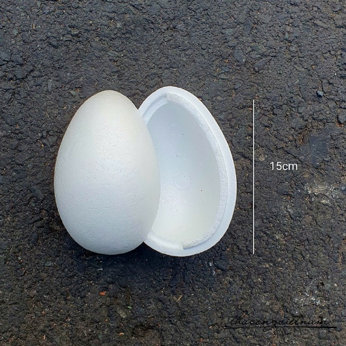 Mô hình trứng ghép Phục Sinh bằng xốp trắng 15cm