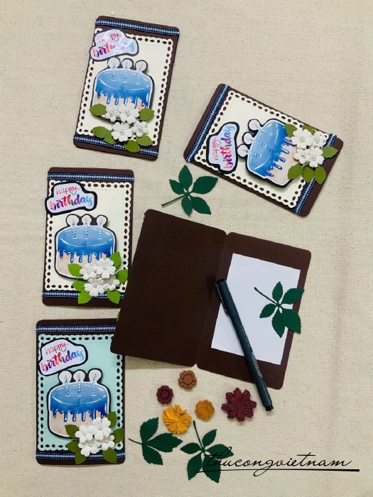 Thiệp Happy Birthday tông xanh (10*15cm)
