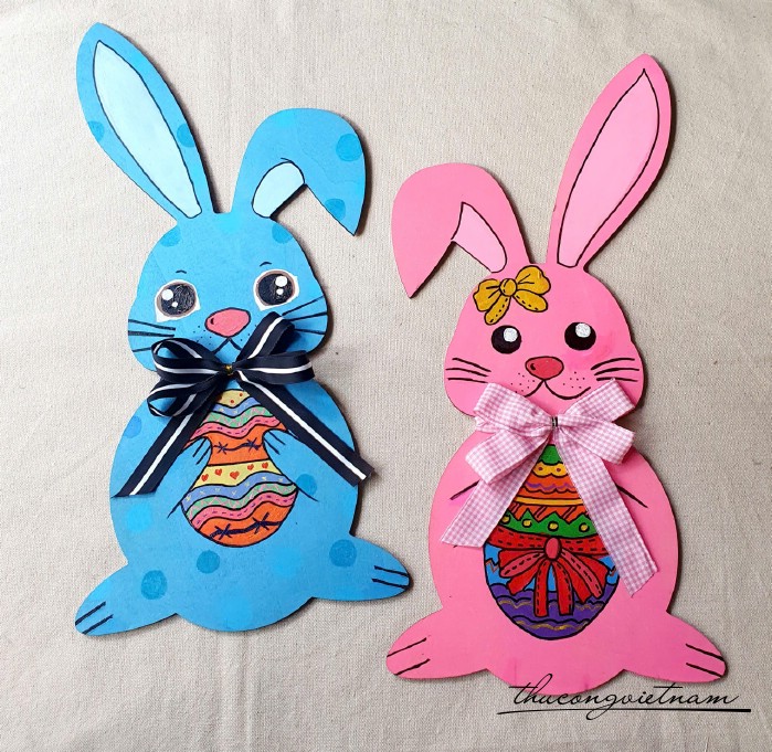 Thỏ gỗ đã trang trí (51*25*0.5cm)