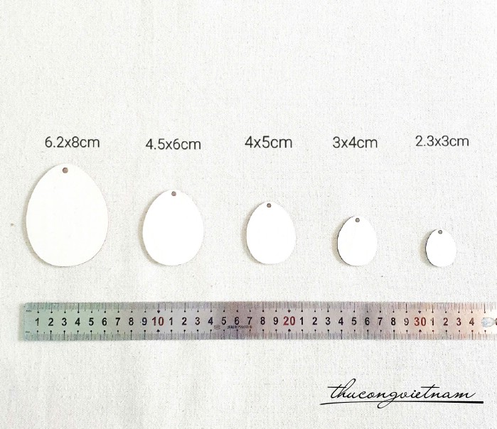 Trứng gỗ trơn nhiều size kèm dây thừng