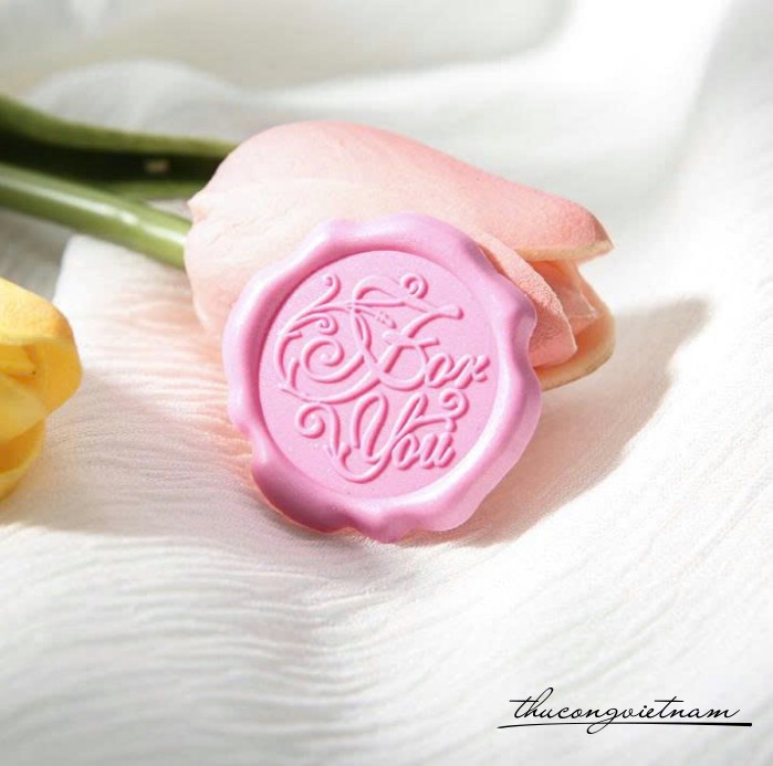 Con dấu đồng For You làm sẵn 3cm màu hồng (4 cái)
