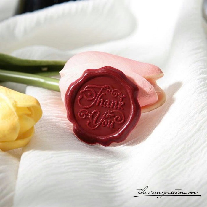 Con dấu đồng Thank you làm sẵn 3cm màu đỏ (4 cái)