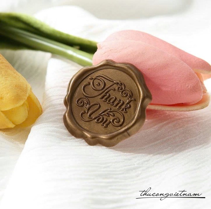 Con dấu đồng Thank you làm sẵn 3cm màu đồng (4 cái)