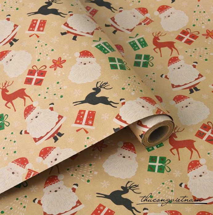 Cuộn giấy kraft Giáng Sinh 43cm*10m - Mẫu 13