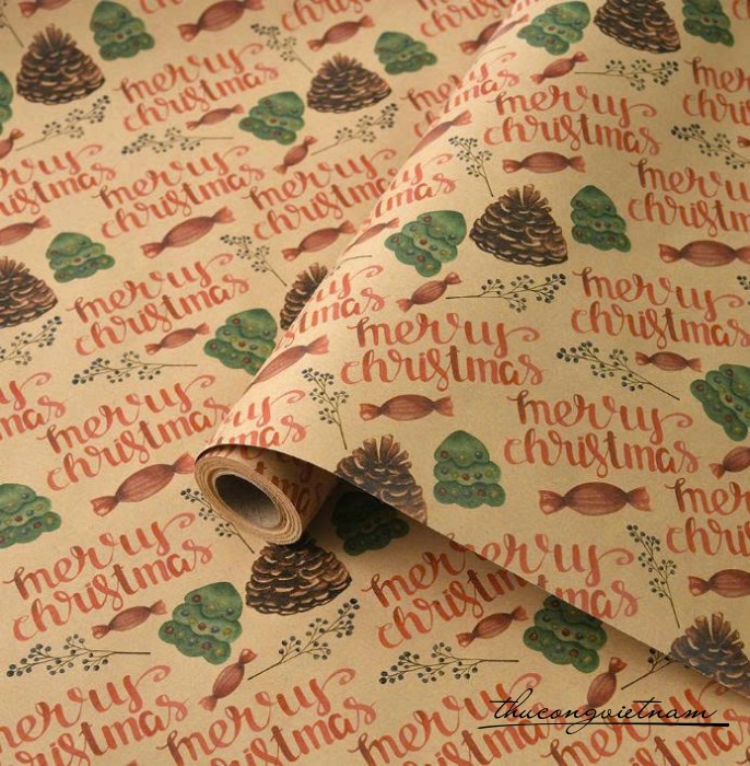Cuộn giấy kraft Giáng Sinh 43cm*10m - Mẫu 18