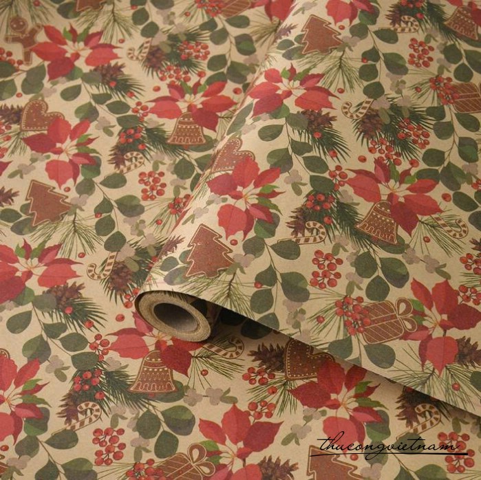 Cuộn giấy kraft Giáng Sinh 43cm*10m - Mẫu 19
