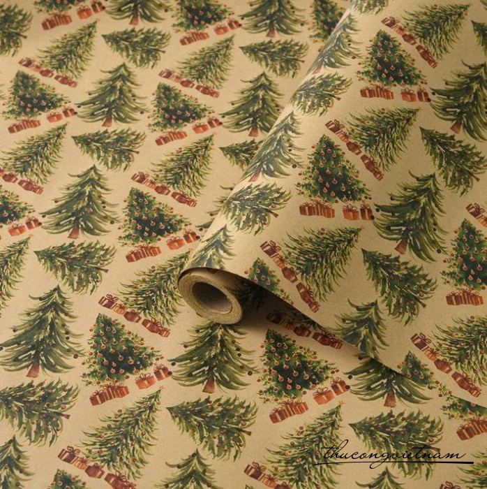 Cuộn giấy kraft Giáng Sinh 43cm*10m - Mẫu 20