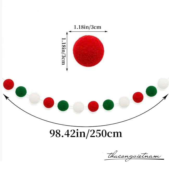 Dây treo Pompom trang trí Giáng Sinh