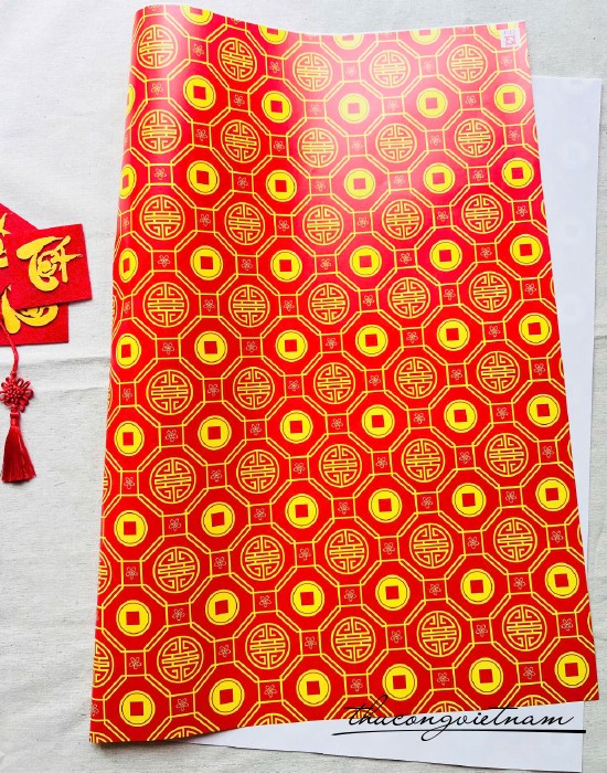 Giấy gói quà Tết 50x70cm – Họa tiết đồng xu