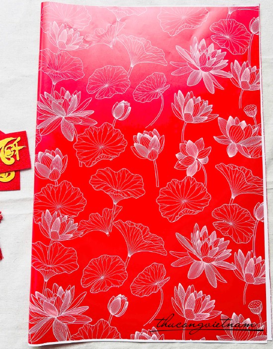 Giấy gói quà Tết 50x70cm – Họa tiết hoa sen