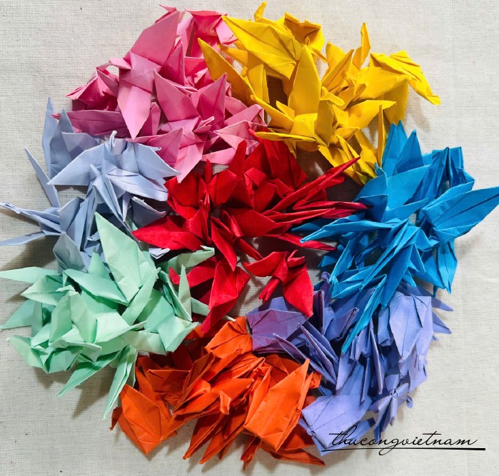 Hạc giấy gấp sẵn nhiều màu