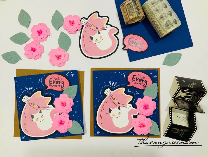 Thiệp Enjoy Cat (15x15cm)