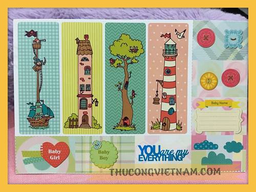 Bộ trang trí scrapbook không có keo dán