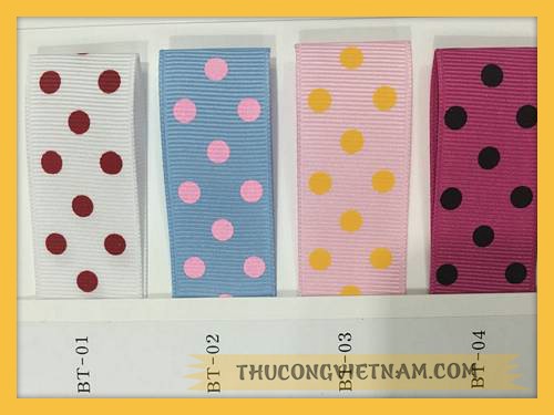 RB gân chấm bi sọc Hàn Quốc 2.5cm
