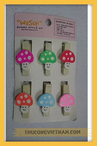 Kẹp gỗ hình nấm vỉ 6 cái