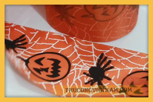 Ruy băng halloween nhện, bí nhung đen