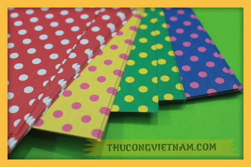 Giấy gấp origami họa tiết chấm bi 80 tờ