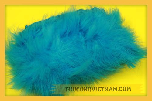 Lông gà tây dạng mét màu xanh dương