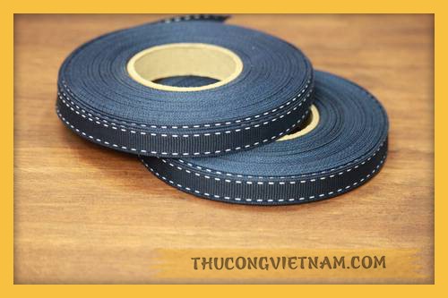 RBG 10 Ruy băng gân viền chỉ xanh đen