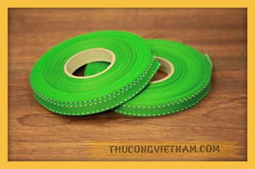 RBG 15 Ruy băng gân viền chỉ xanh lá