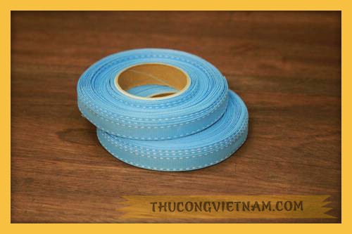 RBG 12 Ruy băng gân viền chỉ xanh dương nhạt