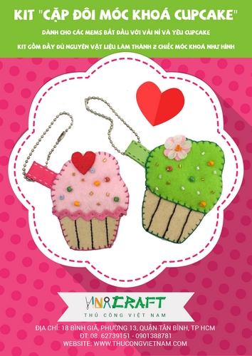 Bộ kit cặp đôi móc khóa cupcake